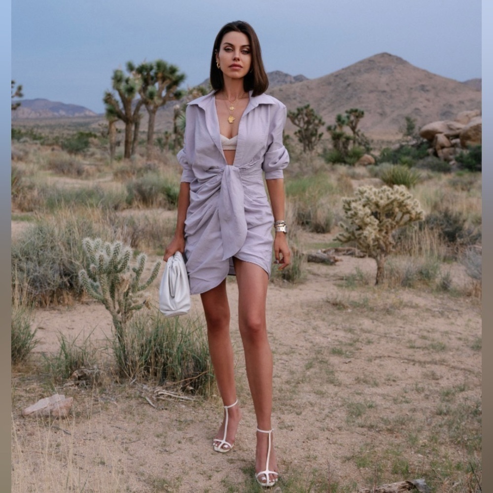 Jacquemus Bahia lilac tie la chemise blouse